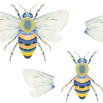 BEEAttentive Bienen Zeichnung für Textilmusterung